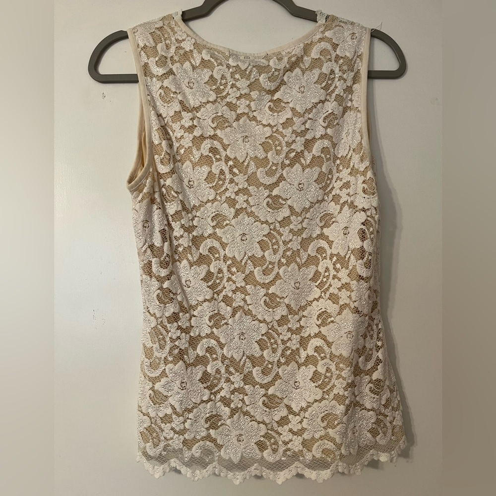 Cream Sleeveless Lace Tank - Picture 3 of 4